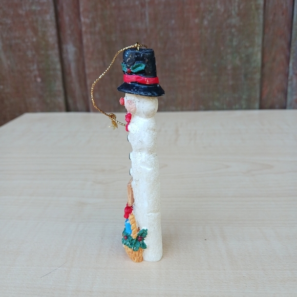 Skinny Tall Snowman Resin Merry Christmas Ornament 4.5" Holiday Decor - Picture 2 of 5